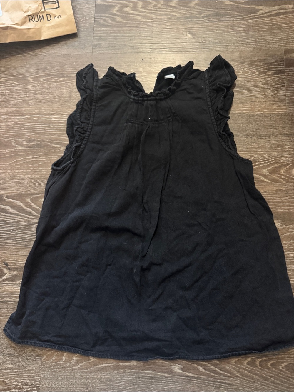 Black ruffled work shirt